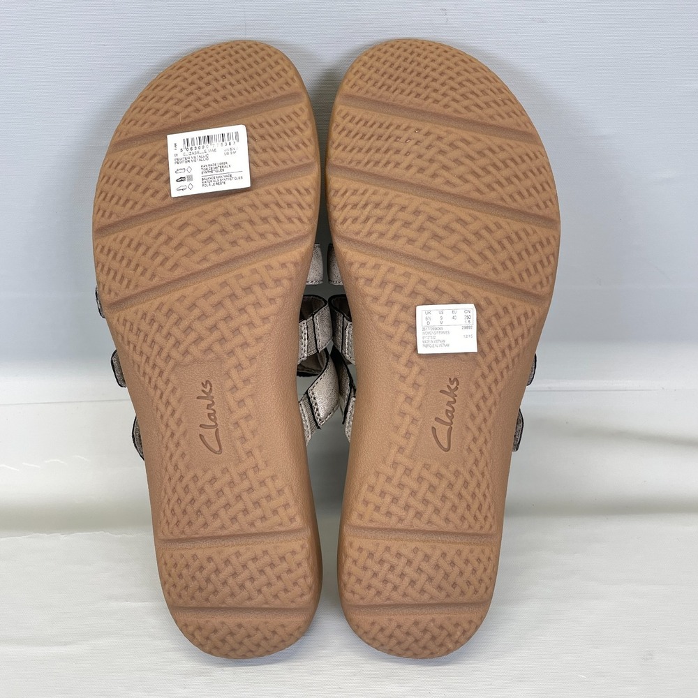 Clarks Elizabelle Mae Sandals Womens Size 9 M Pewter Metallic Shoes Thong Slides - Picture 9 of 10